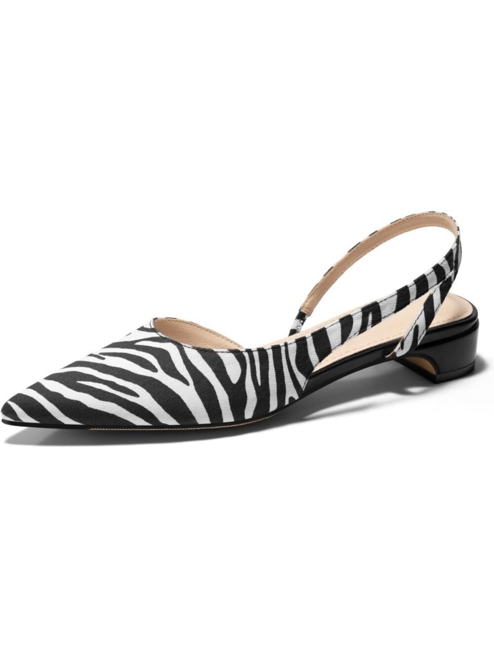 Women's White Closed Pointed Toe Chunky Low Heels Pumps D'Orsay Work Dress Shoes